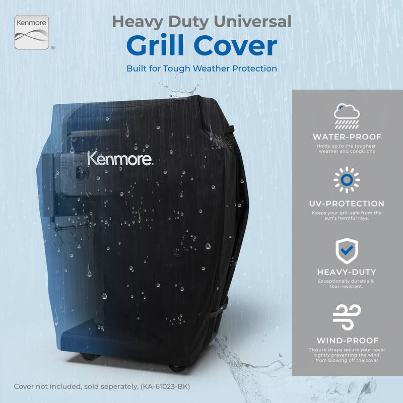 Kenmore 3-Burner Propane Gas Grill with Foldable Side Shelves
