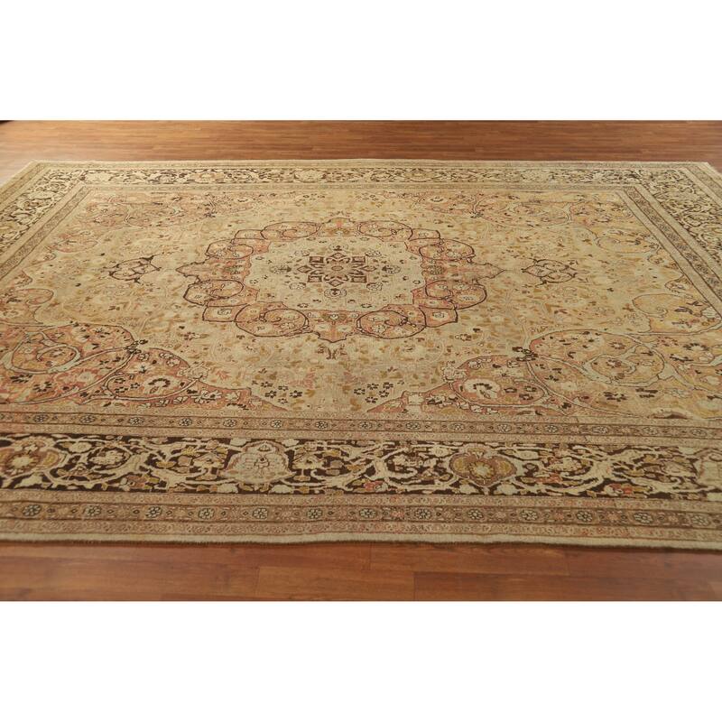 Vegetable Dye Tabriz Haj Jalili Persian Rug Hand-Knotted Wool Carpet - 9'3"x 12'9"