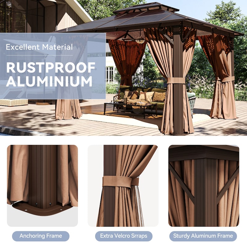 Outdoor Double Roof Hardtop Gazebo