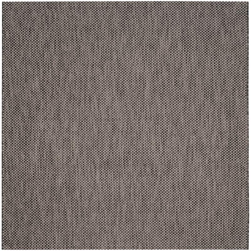 SAFAVIEH Courtyard Jonell Indoor/ Outdoor Patio Backyard Rug - 9' x 9' Square - Black/Beige