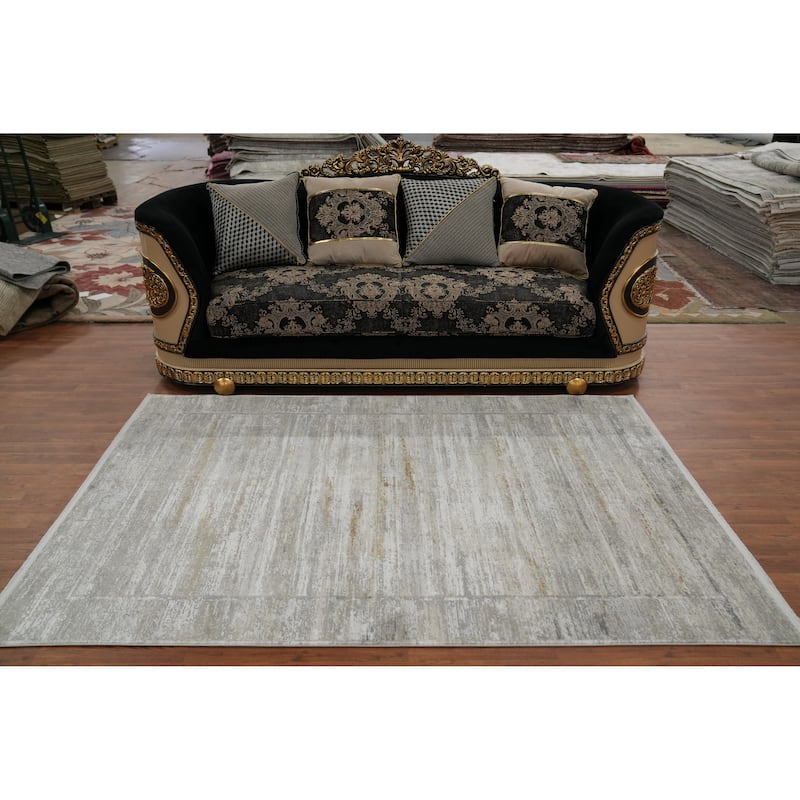 Machine Made Oriental Polyester Carpet Abstract Multi-Colored Distressed Area Rug - 7' 5'' X 5' 2''