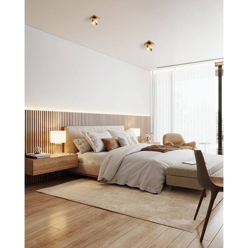 Gold LED Flush Mount With Crystal Shade