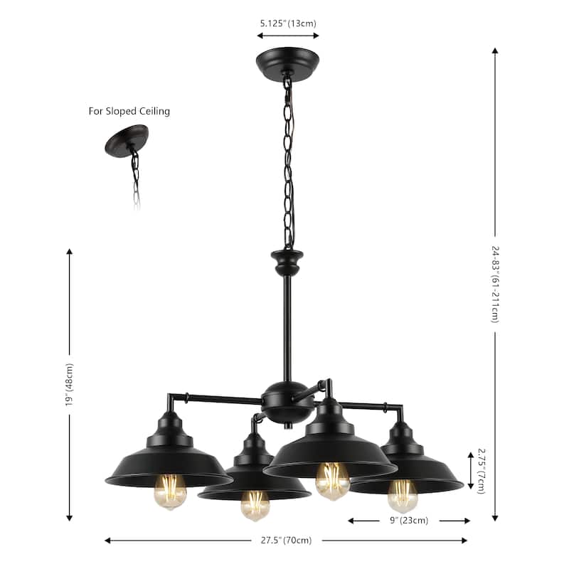 SAFAVIEH Lighting Jo 27" Vintage Chandelier (4-Bulb) - 28" W x 28" D x 83" H - Bronze