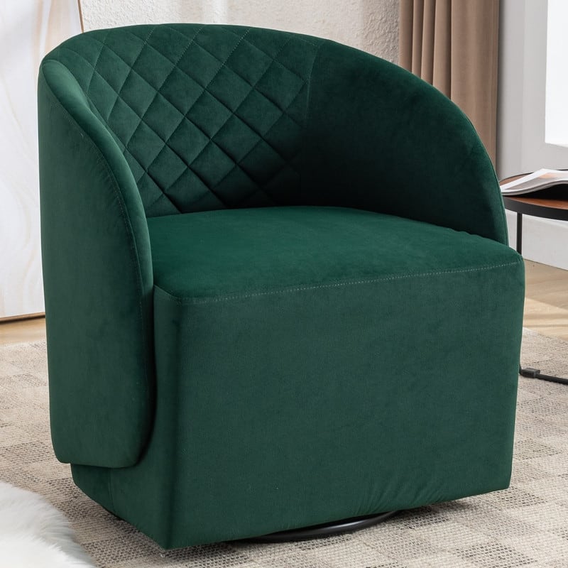 21.06"Seat Width Soft Velvet Fabric Swivel Chair For Living Room