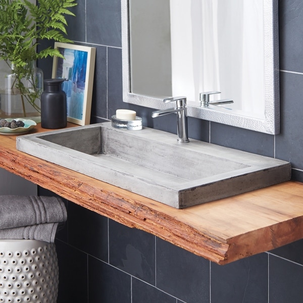36" NativeStone Trough Drop-in Rectangular Bathroom Sink - 36" x 19" x 5"