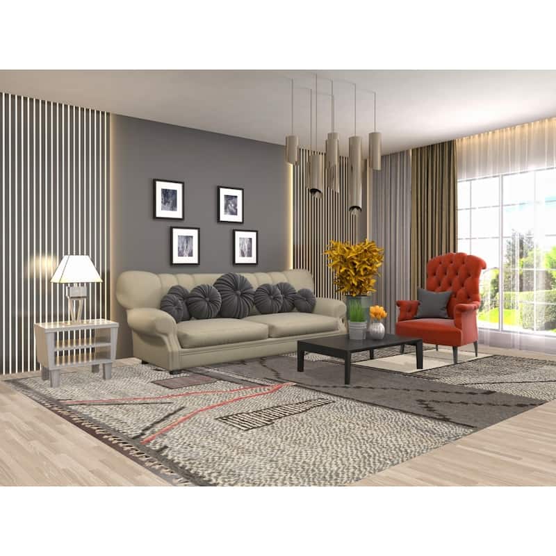 Abstract Contemporary Moroccan Oriental Area Rug Handmade Wool Carpet - 8'9" x 11'11"