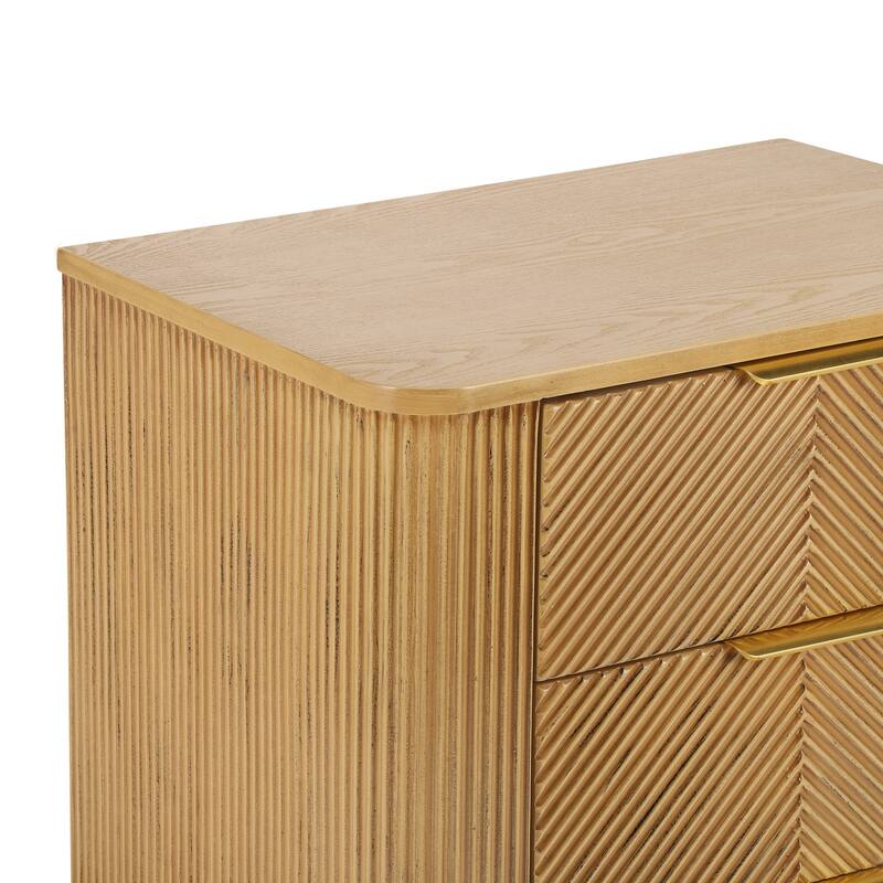 Rustic Bedside Table End Table Side Table with 3 Drawers, Natural Storage Cabinet Corner Table Lamp Table