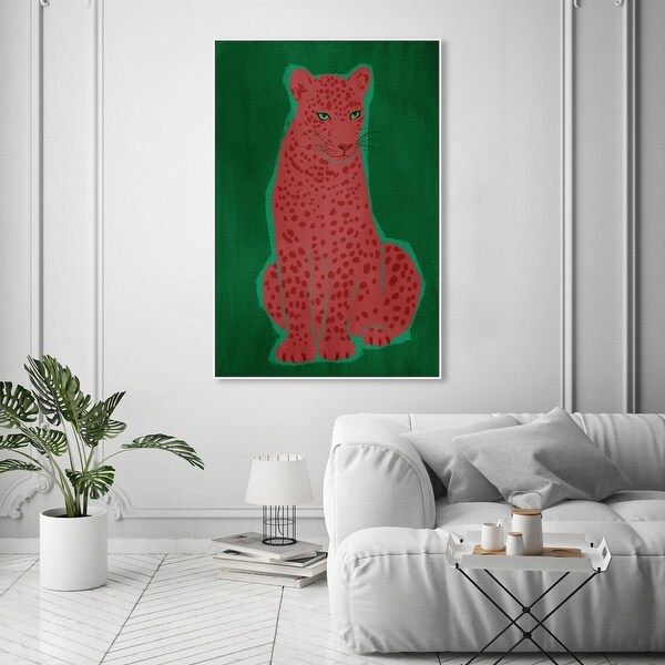 Oliver Gal 'Colorful Glam Jungle Leopard' Framed Canvas Art Print
