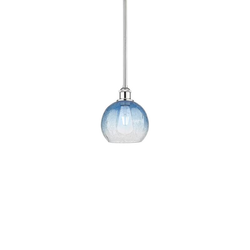 Innovations Lighting 616-1S-10-8 Brookhaven Globe Pendant Brookhaven - Polished Chrome / Sapphire Blue