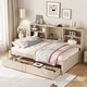 preview thumbnail 16 of 23, Kids Bookcase Bed Storage Daybed Twin Size Platform Bed with Built-in Convenient Charging Station, Drawers and Shelves
