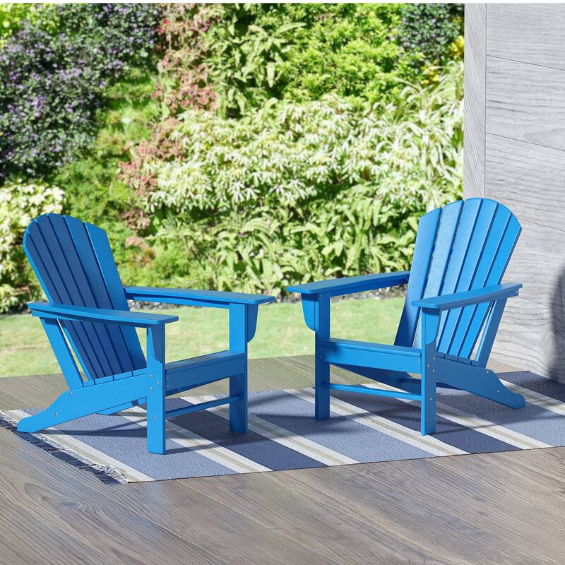 Altura Outdoor Eco-Friendly All Weather Poly Patio Adirondack Chair (Set of 2) - Pacific Blue