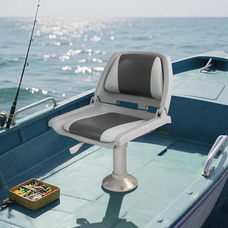Gymax Folding Fishing Boat Seat w/High-density Sponge Cushion PVC
