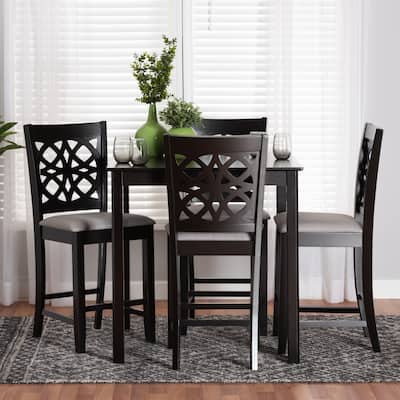 Abigail Modern Fabric and Wood 5-Piece Pub Set