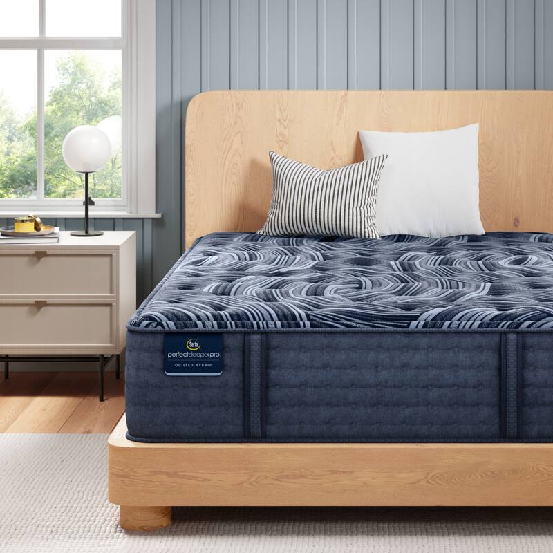 Serta Perfect Sleeper Pro New Paris 15" Latex Hybrid Medium Mattress - Dark Blue