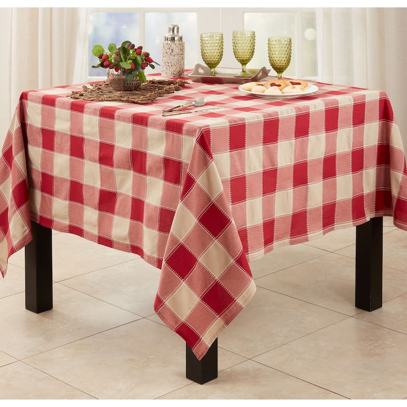 Stitched Design Plaid Tablecloth