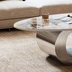 preview thumbnail 22 of 22, GDFStudio - Contemporary 49.2" Oval Sintered Stone Coffee Table with S-Shaped Stainless Steel Base & Novel-Pattern Top