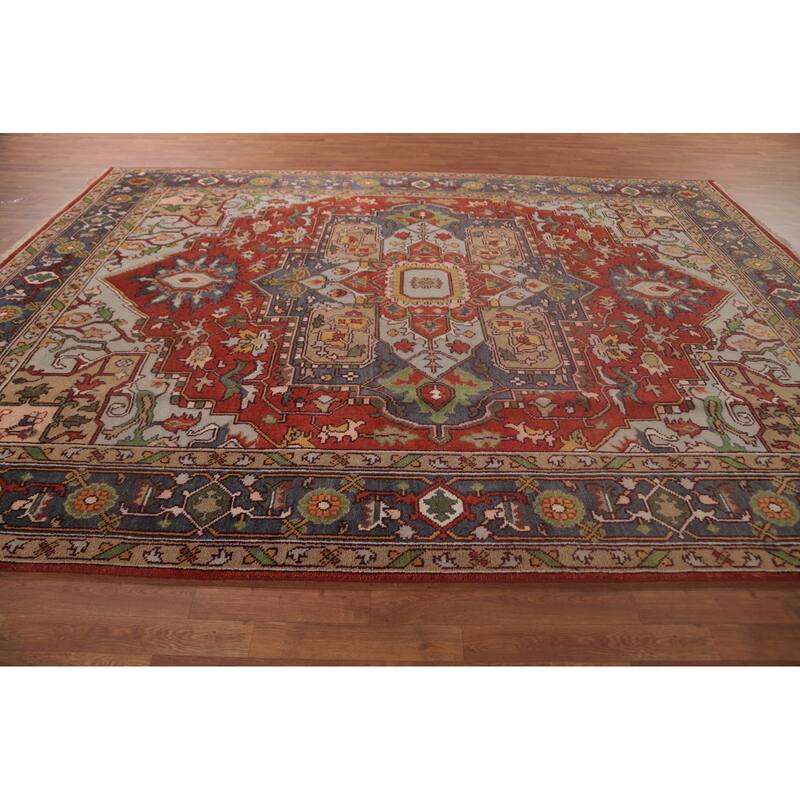 Heriz-Serapi Area Rug Handmade Wool Carpet - 8'11"x 11'10"