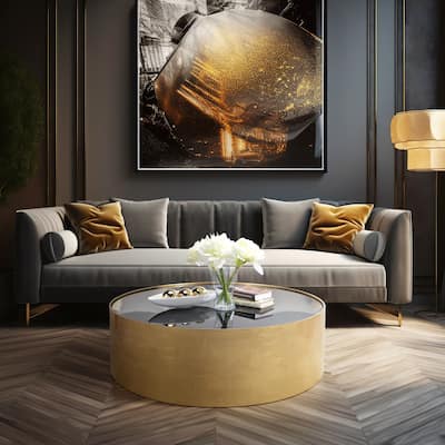 Sagebrook Home Modern Glam Wood Round Glass Coffee and End Table
