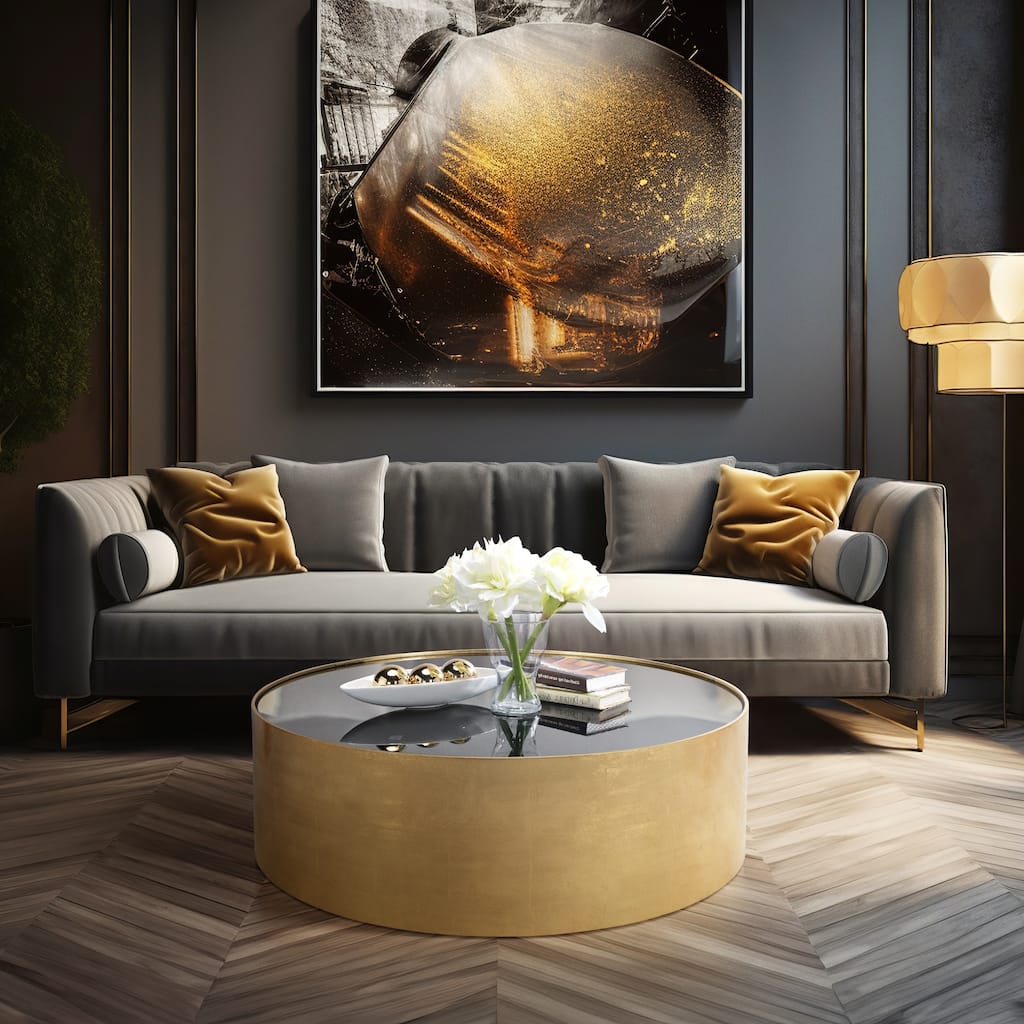 Sagebrook Home Modern Glam Wood Round Glass Coffee and End Table