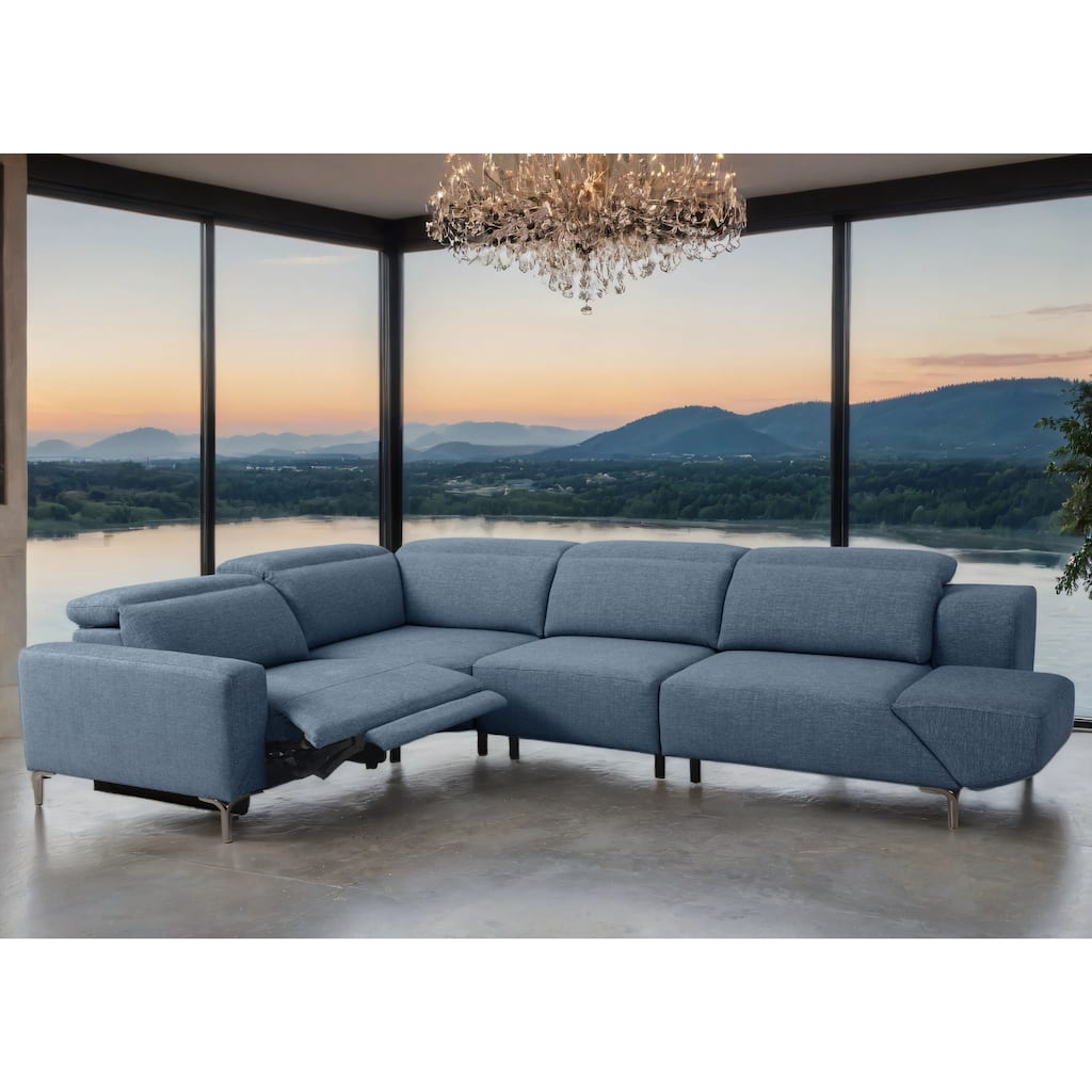 Furniture of America Paelis Modern Reclining Sectional with USB Port and Adjustable Headrest