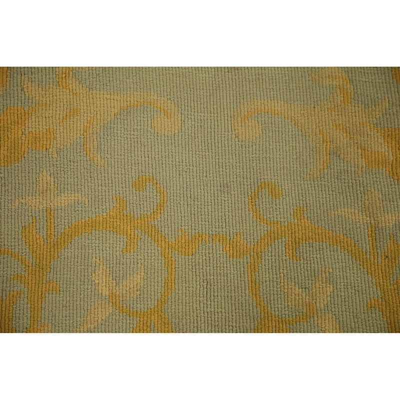 Flat-Weave Vegetable Dye Savonnerie Runner Rug Wool Carpet - 4'3" x 10'1"