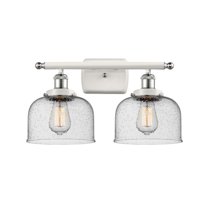 Innovations Lighting 916-2W-13-18 Bell Vanity Bell 2 Light 18" Wide - White and Polished Chrome / Seedy