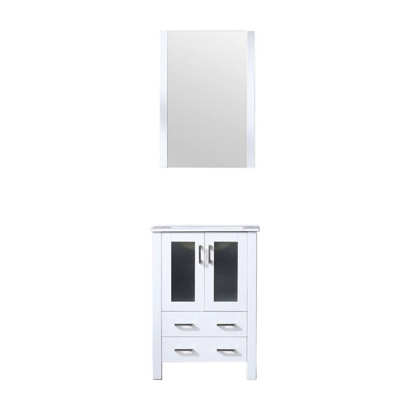 Volez Bath Vanity, White Ceramic Top and Mirror