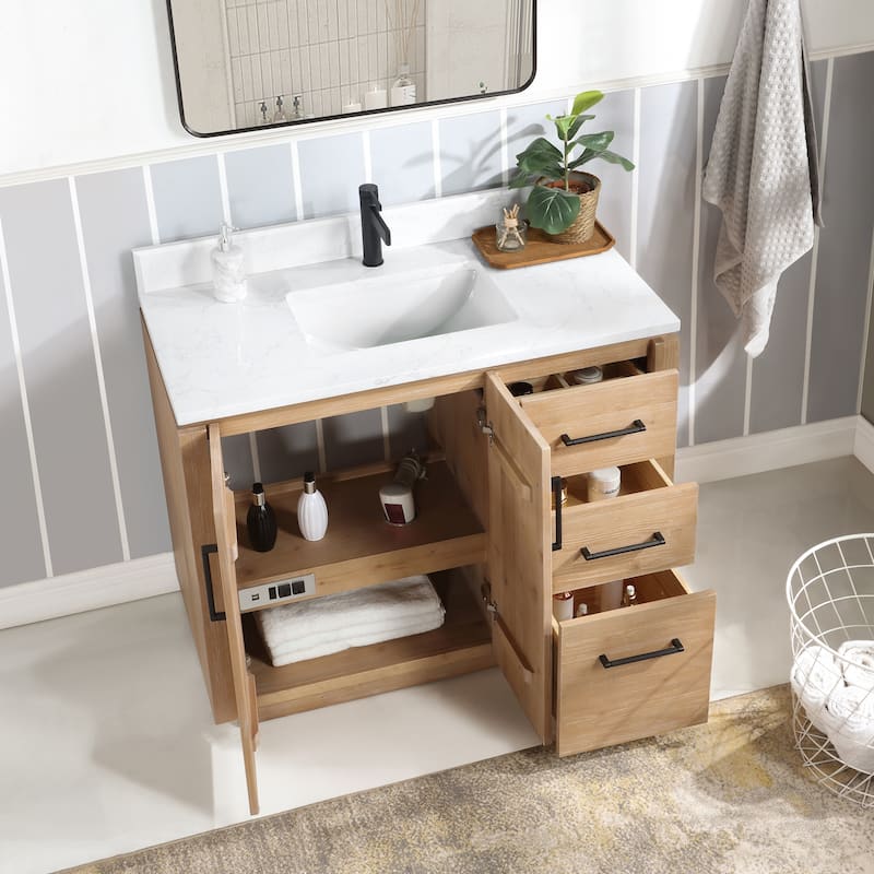 San Single Bath Vanity with Composite Stone Top without Mirror
