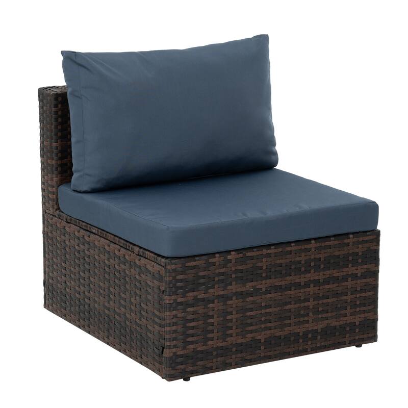 GDFStudio - Stylish 5-Piece Outdoor PE Wicker Patio Set with Tempered Glass Coffee Table, Seats 4