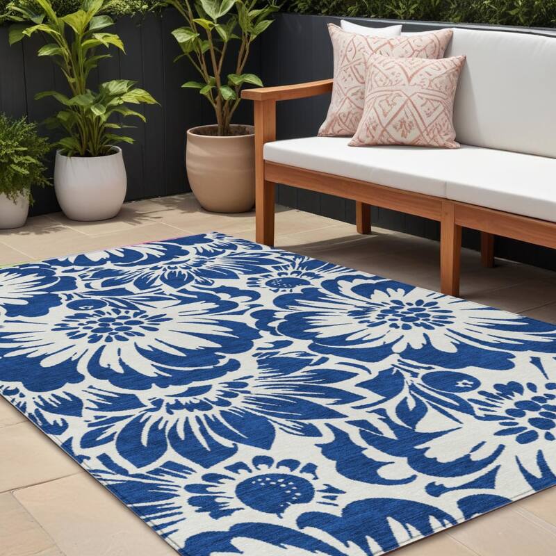 Allova Garden-Inspired Weather Resistant Classic Meets Modern Runner Outdoor Rug - 8' X 10' - Multi