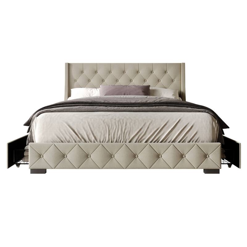 Olympia Tufted Upholstered Storage Platform Bed