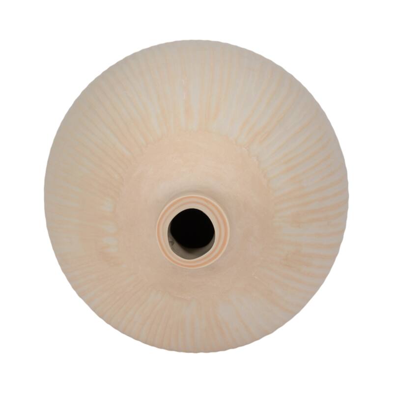 Glass Small Modern Textured Ribbed Vase - Ivory