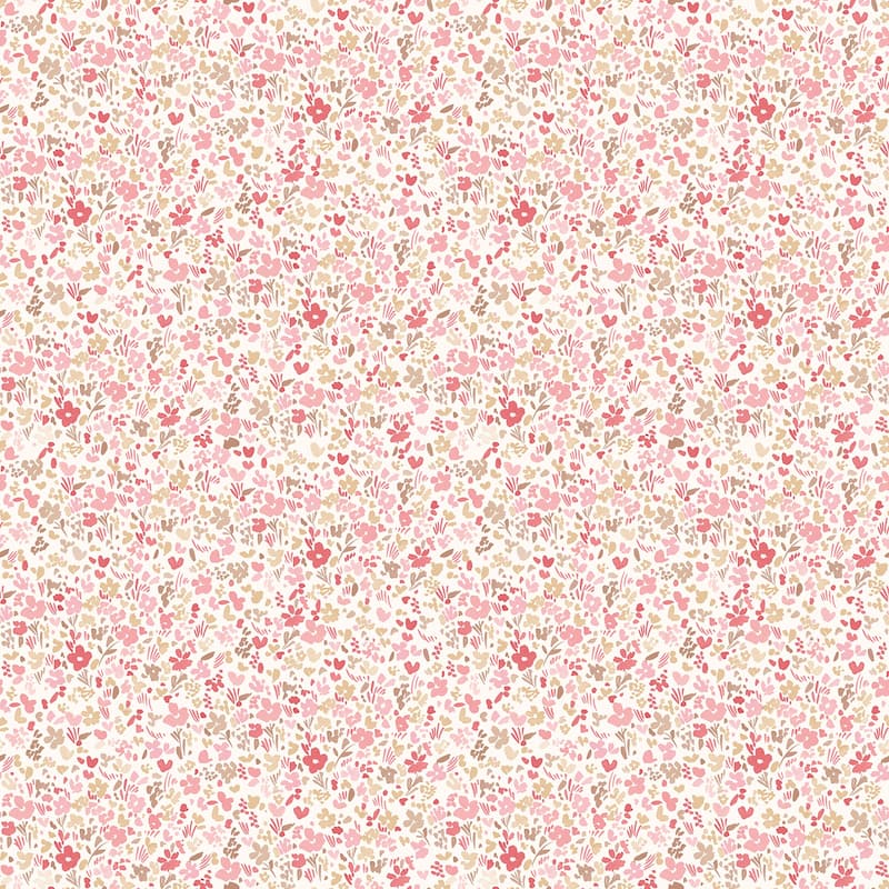 Galerie Wallcoverings Small Prints Mini Mod Floral Non-woven Matte Wallpaper Roll - 33-feet long x 21-inches wide - Cranberry/Tan