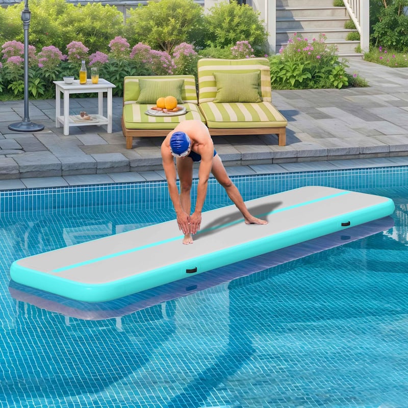 Air Track Tumbling Mat with Electric for Gym Yoga Water - Green