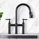 preview thumbnail 15 of 20, Transitional Bridge Kitchen Faucet with Pull-Down Sprayhead, Double Handle Kitchen Sink Faucet