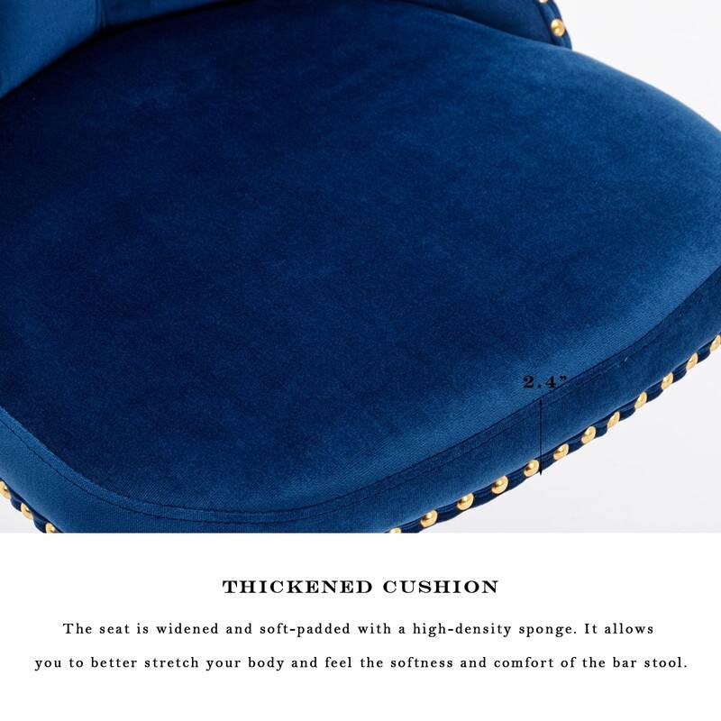 Velvet Upholstered Nailheads Tufted Swivel Bar Stools (Set of 6)
