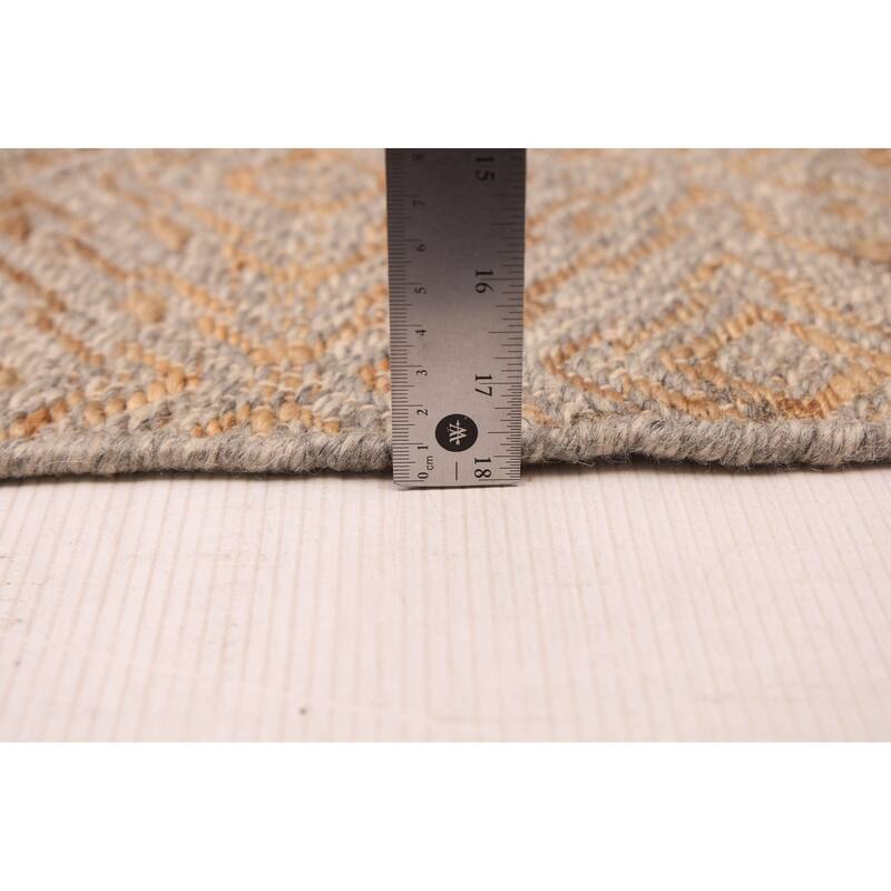 ECARPETGALLERY Flat-Weave Palas Denizli Light Grey, Tan Kilim - 5'4 x 7'4