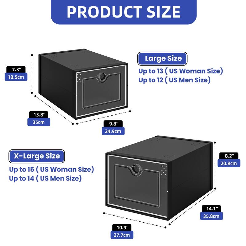 Shoe Storage Boxes 24Pcs Stackable Plastic Sneaker Organizer Transparent Case