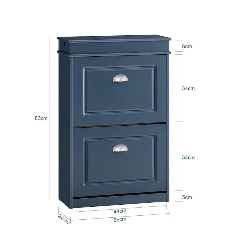 SoBuy FSR78-W, White 2 Drawers Shoe Cabinet Shoe Rack Shoe Storage