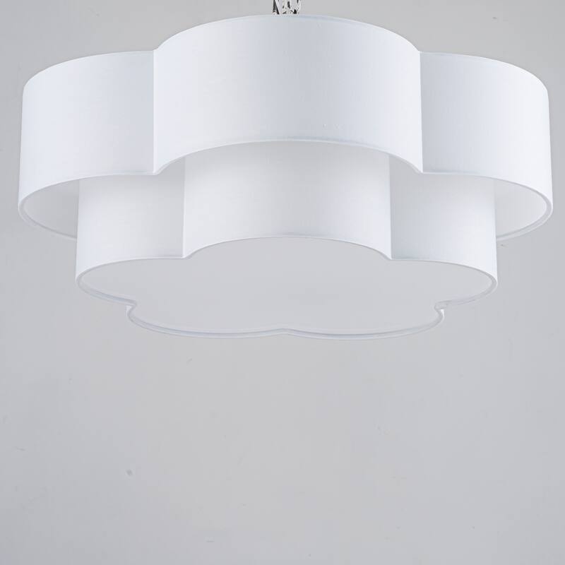 3-Light Double-Layer Fabric Flush Mount for Bedroom & Living Room - 3 Light