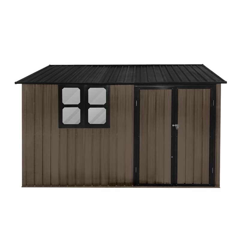 10'x8' Outdoor Metal Storage Shed with Lockable Door for Patio Furniture and Tools