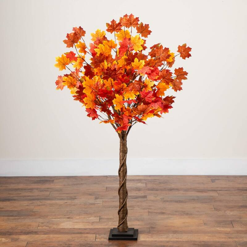 4ft. Pre-Lit Deluxe Autumn Maple Artificial Fall Tree with 68 Warm White LED Lights - Festive Holiday Accent