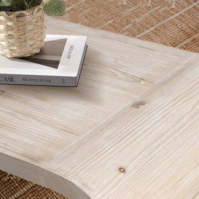 48" Farmhouse Crafts Coffee Table with Curved Art Design