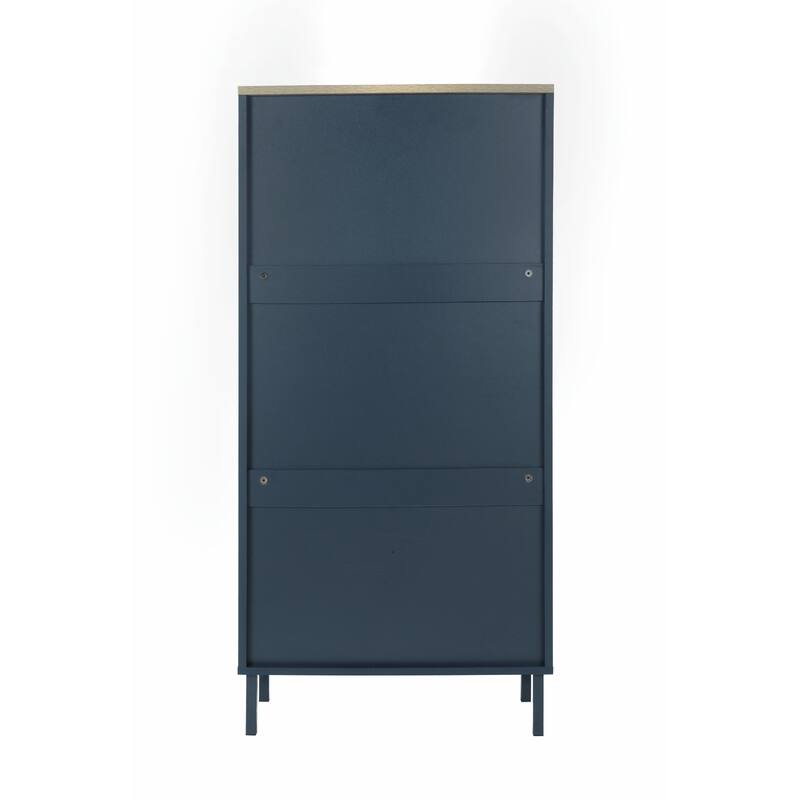 Modern Freestanding Shoe Storage Cabinet with 3 Metal Doors