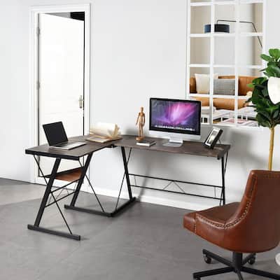 Alazyhome Home Office L-Shaped Desk Modern Computer Corner Desk