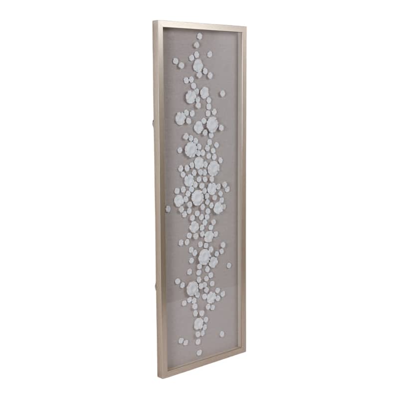 Resin Canvas Wall Art Vertical Floral Design with PS Frame - 47" White