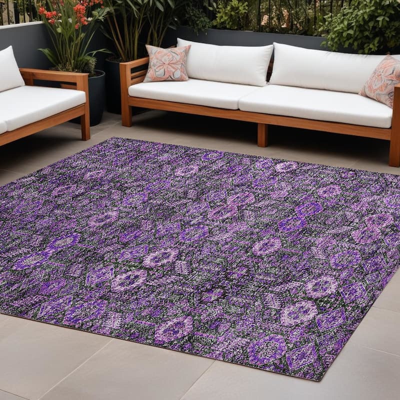 Nax Lush Floral Weather Resistant Classic Meets Modern Outdoor Rug - 10' X 14' - Multi