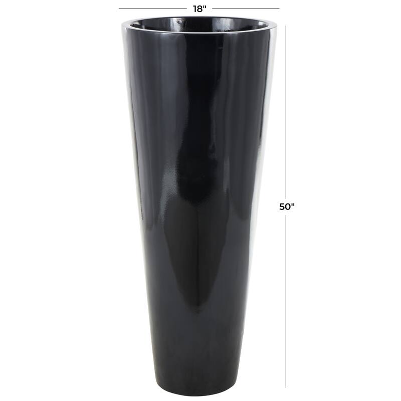 Black Fiberglass Minimalistic Floor Decorative Vase