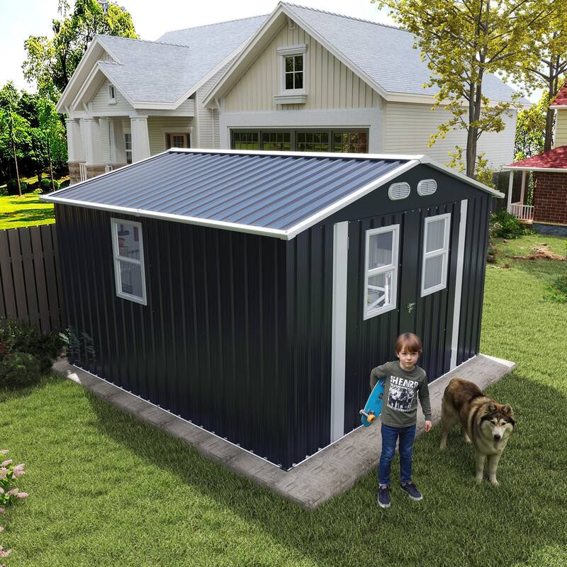Outdoor Storage Shed, 8x8 protective film, four daylight Windows Lockable Doors,A practical and thoughtful gift