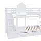 preview thumbnail 14 of 98, Bunk Bed Castle Playhouse Solid Wood Stairs Bed Frame with Storage Shelves & 2 Drawers, Children's Slide Bed with Guardrail